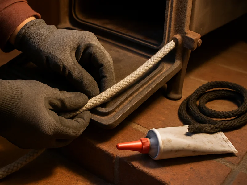 Replacing the door gasket on a cast-iron wood stove