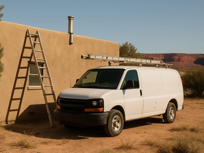 Chimney service call at a stucco home in Cortez, CO